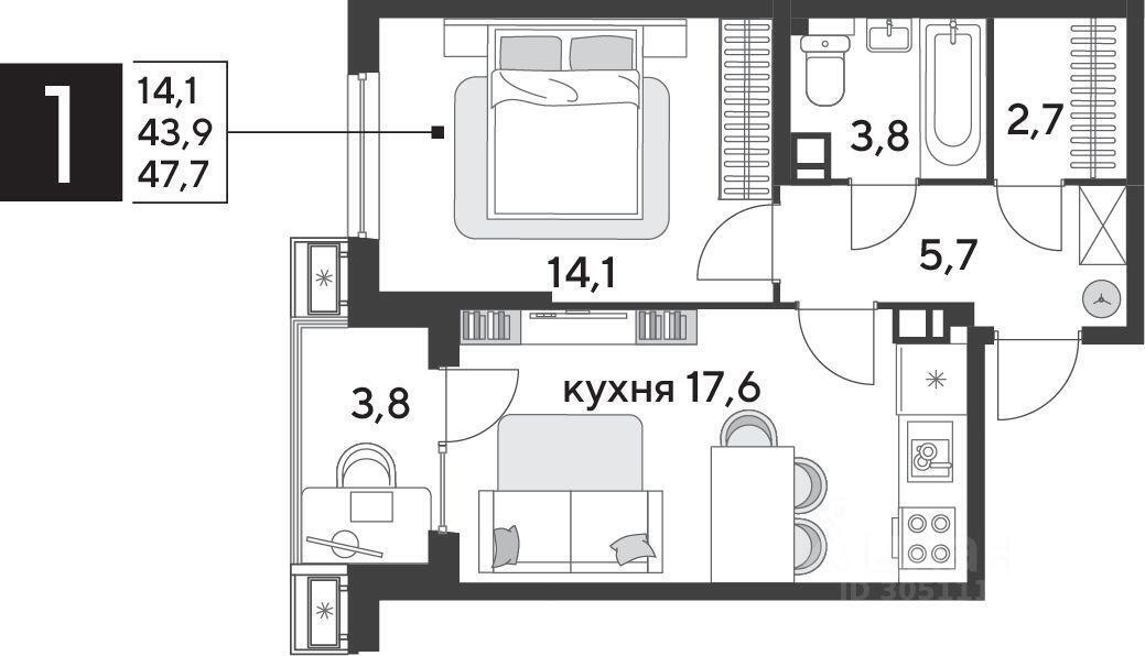 квартира г Краснодар р-н Прикубанский ул Западный Обход фото 1