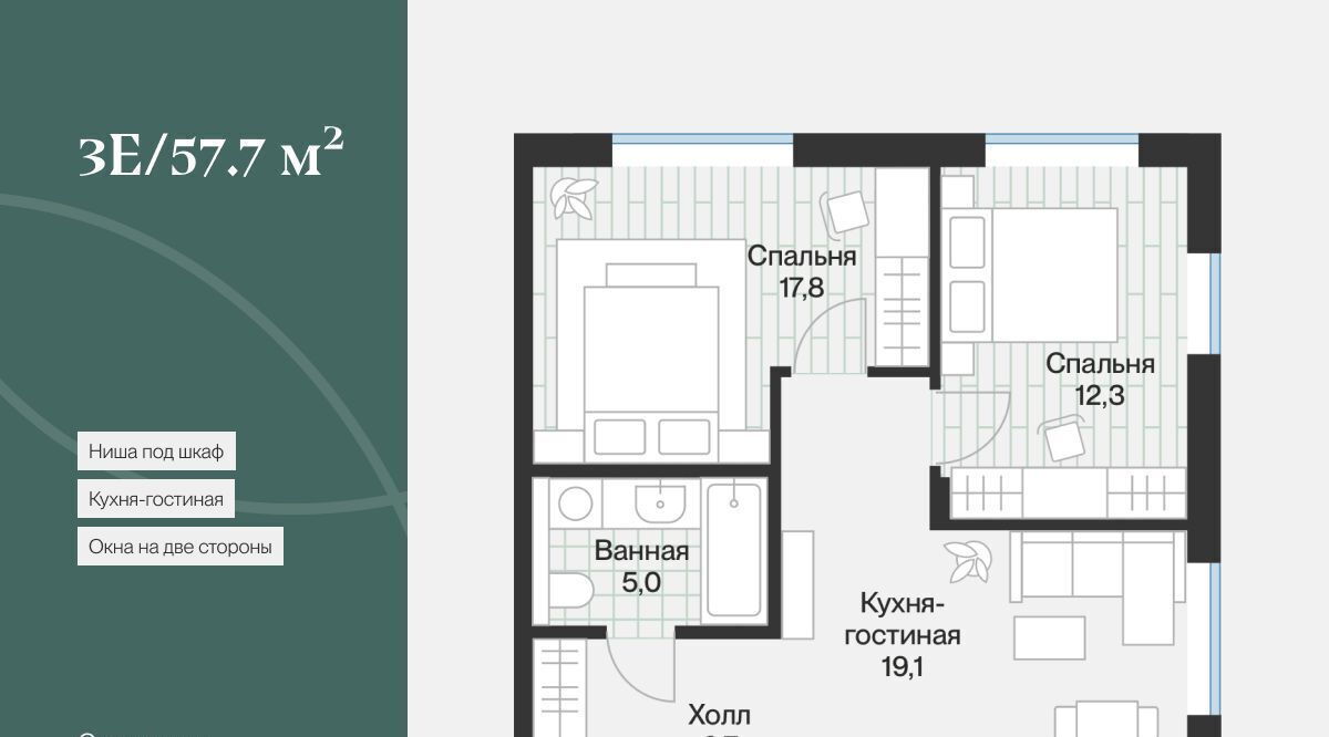 квартира г Тюмень р-н Калининский ул Ямская 1/13 ЖК «Эклипт» 159с фото 1