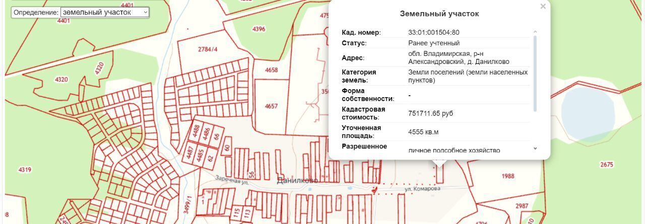 земля р-н Александровский д Данилково Каринское муниципальное образование, Лизуновский сельский округ фото 1