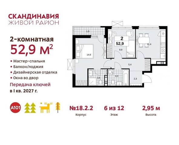 метро Коммунарка метро Бунинская аллея ТиНАО жилой комплекс Скандинавия, 18. 2.2 фото