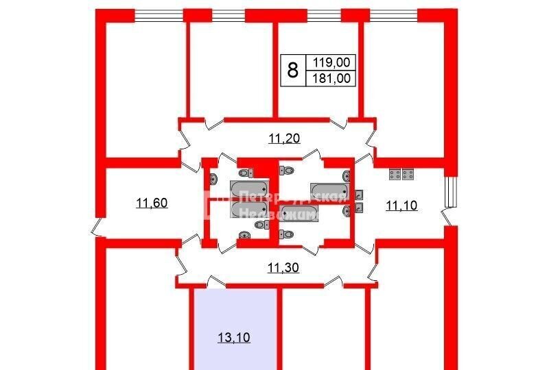 комната г Санкт-Петербург метро Купчино ул Купчинская 21к/1 округ Балканский фото 9