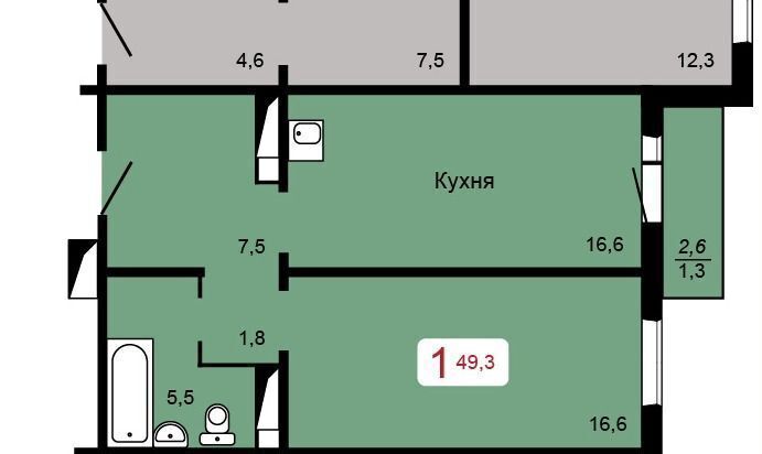 квартира г Красноярск р-н Свердловский ул 60 лет Октября 2 д. 90 фото 3