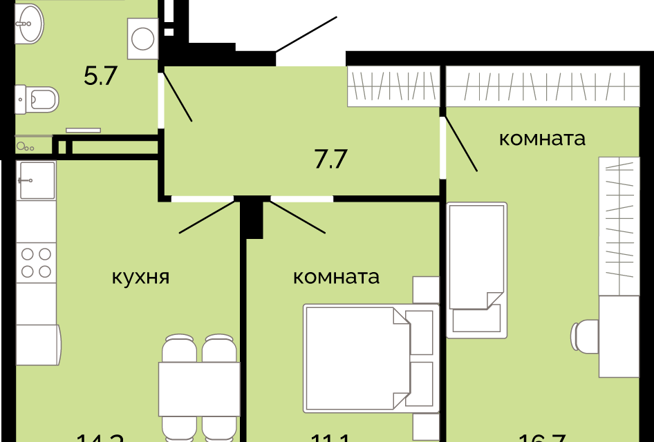 квартира г Пермь городской округ Пермь, жилой комплекс Красное яблоко фото 1