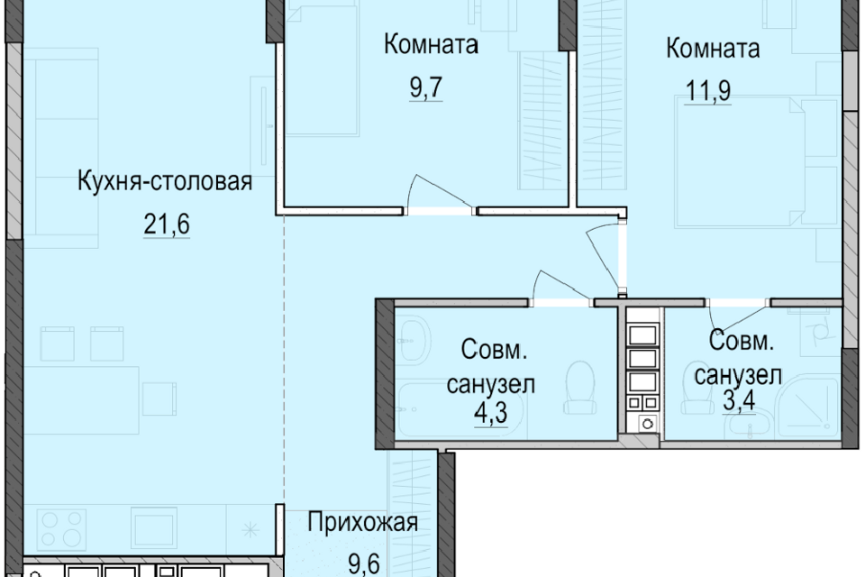 квартира г Казань ул Южно-Промышленная 7/1 Республика Татарстан Татарстан, городской округ Казань фото 1