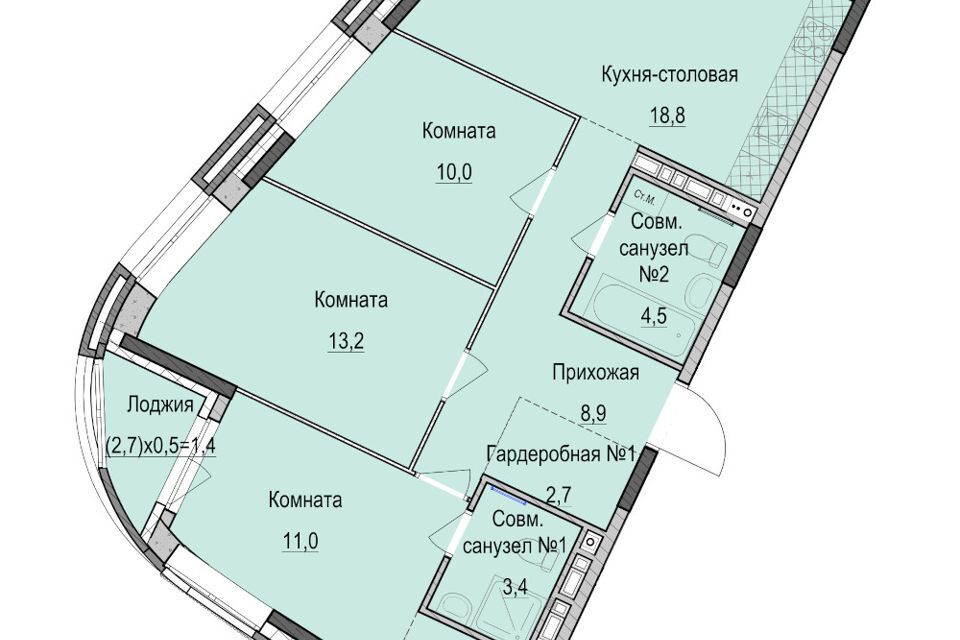 квартира г Казань Республика Татарстан Татарстан, городской округ Казань, Ферма-2 фото 1