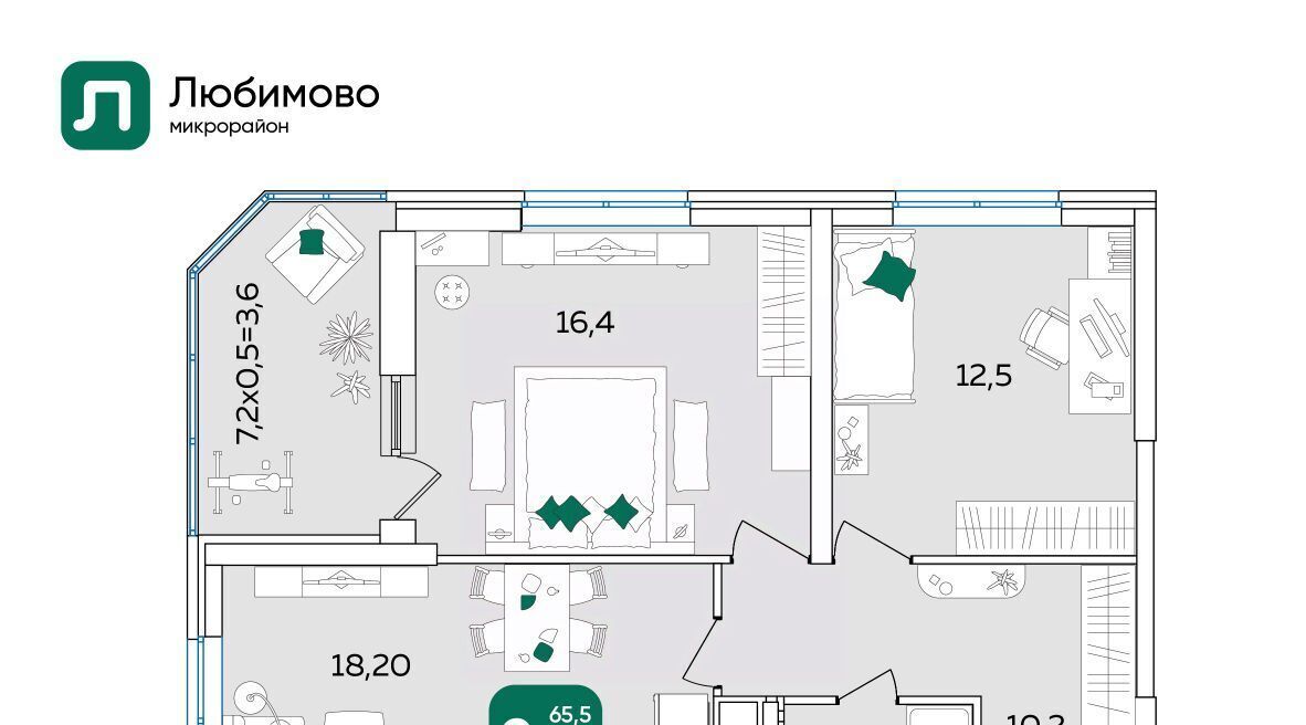 квартира г Краснодар р-н Прикубанский мкр Любимово 18/1 фото 1