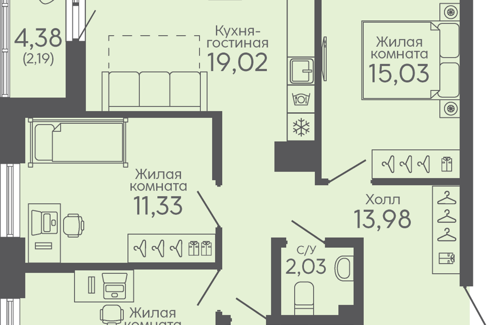 квартира г Екатеринбург Екатеринбург городской округ, Новокольцовский фото 1