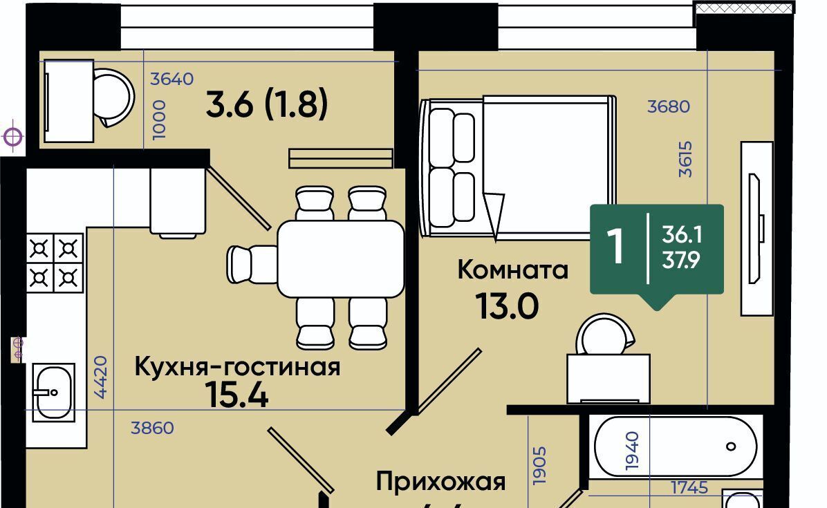 квартира г Батайск ул Олимпийское Кольцо 36к/7 фото 1