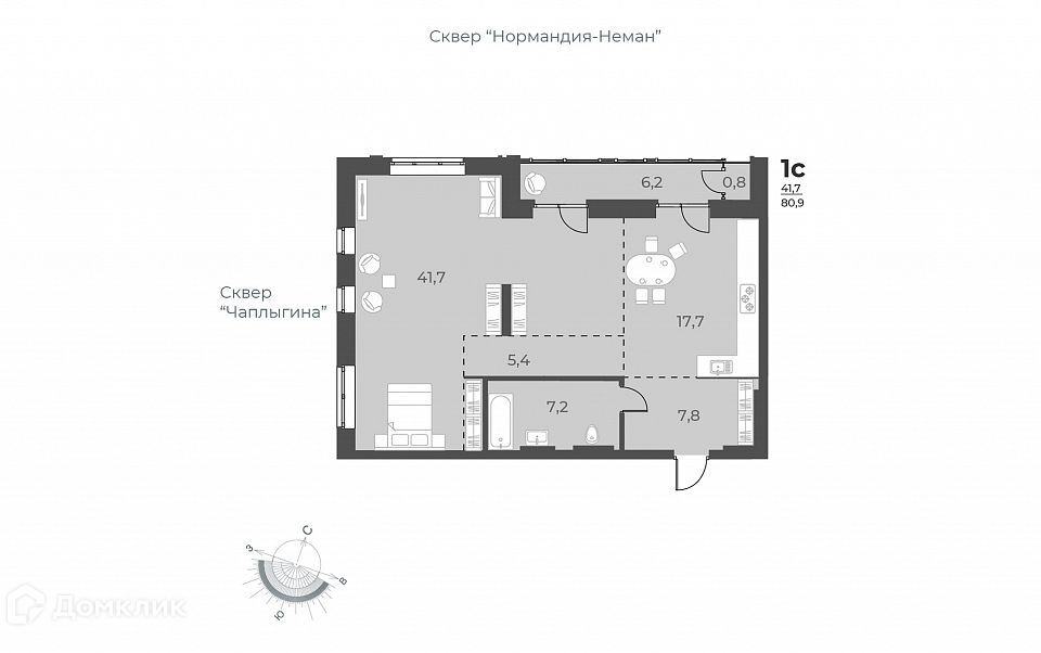 квартира г Новосибирск р-н Заельцовский ул Аэропорт 49 ЖК Нормандия-Неман городской округ Новосибирск фото 1