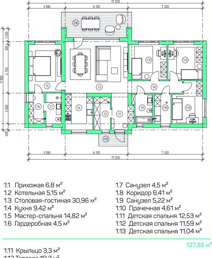 дом р-н Мошковский п Октябрьский коттеджный пос. Мира Деревня, Новосибирск фото 4