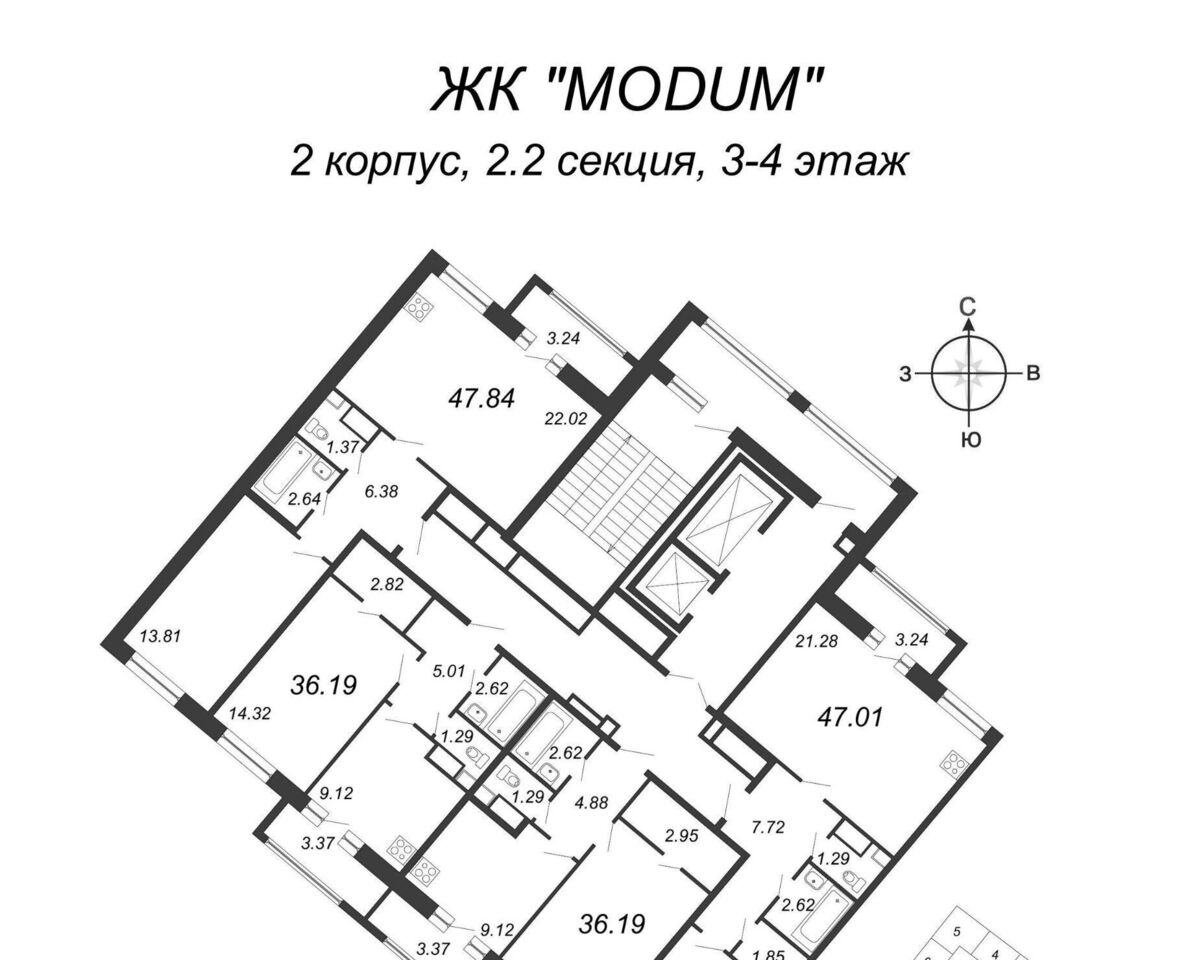 квартира г Санкт-Петербург метро Комендантский Проспект пр-кт Авиаконструкторов 54с/1 фото 2