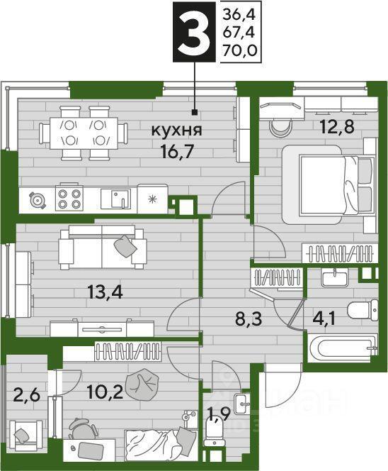 квартира г Краснодар р-н Прикубанский Восточная улица фото 1