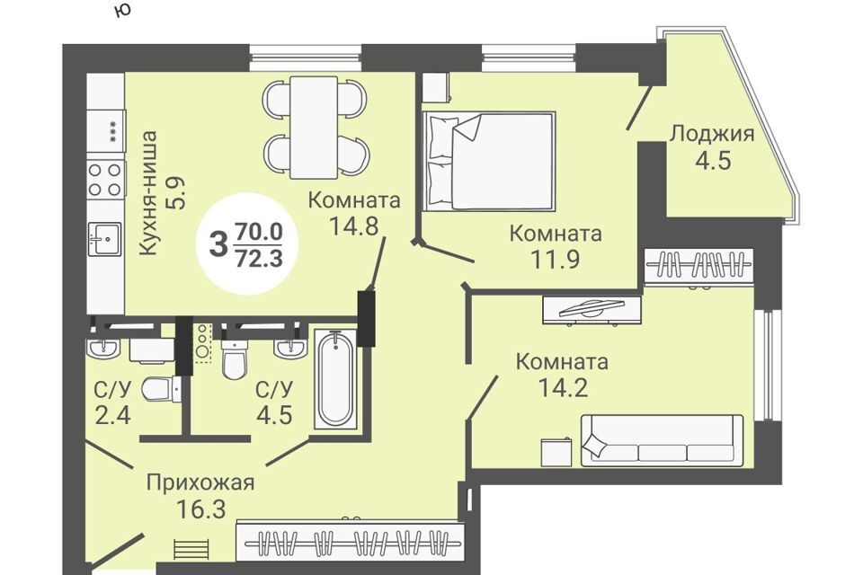 квартира г Новосибирск р-н Кировский ул Петухова 170 городской округ Новосибирск фото 1