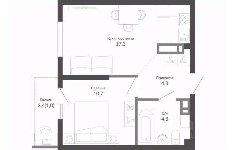 квартира г Новороссийск р-н Центральный ул Куникова 47б ЖК «Облака» фото 1