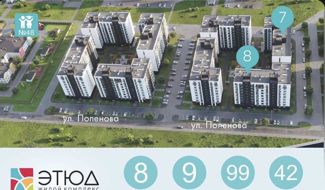 квартира г Калининград р-н Московский ул Поленова 8 ЖК «Этюд» фото 1