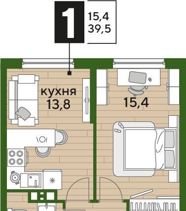 квартира г Краснодар р-н Прикубанский ЖК "Догма Парк" фото 1