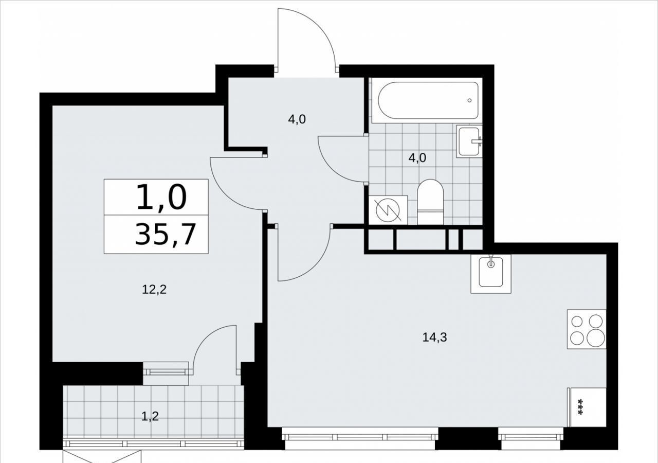 квартира г Москва метро Коммунарка ул. Эдварда Грига, з/у 14Б, д. 37. 1, Московская область фото 2