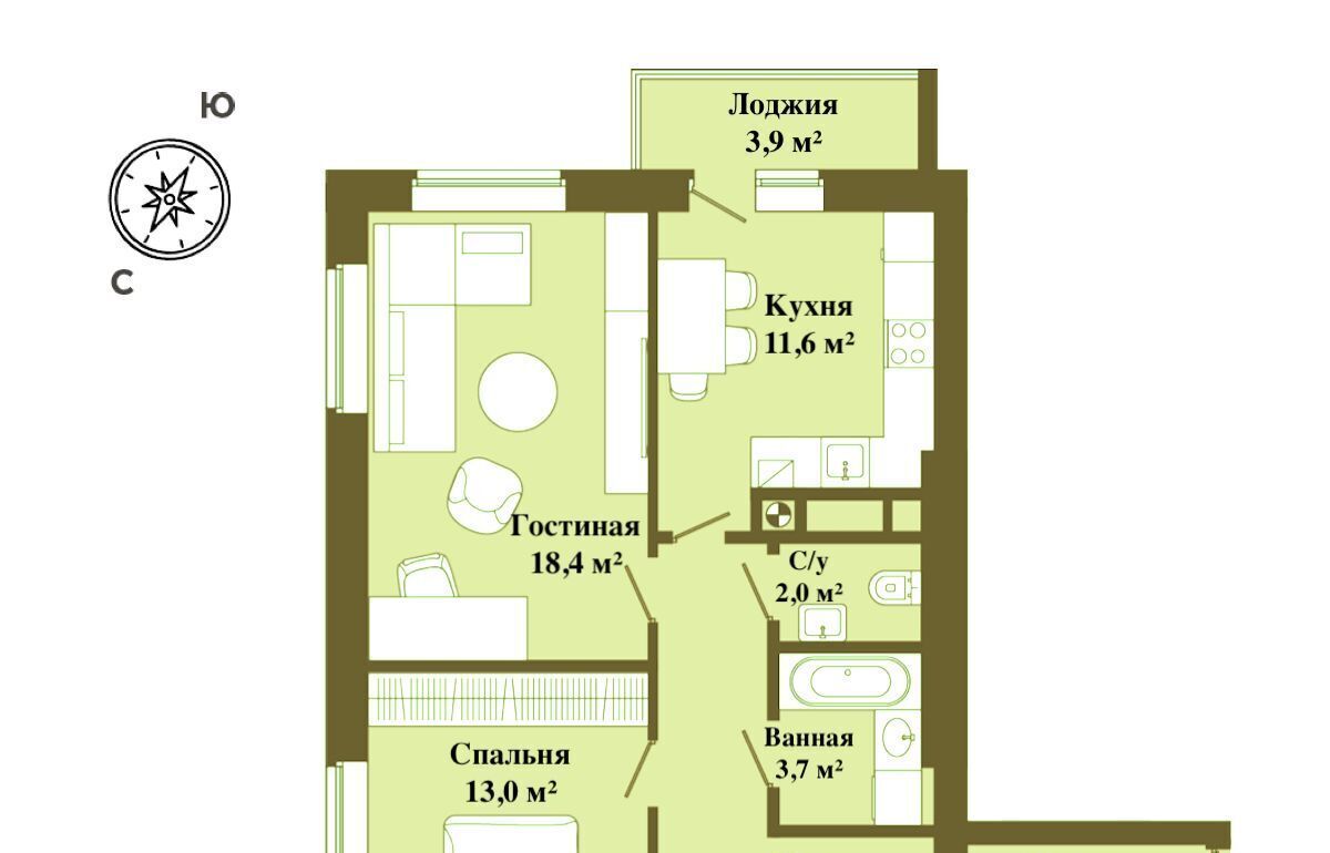 квартира г Калининград р-н Ленинградский ул Рассветная 23 фото 7