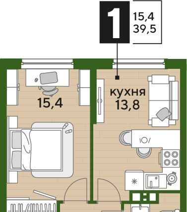 квартира г Краснодар р-н Прикубанский ЖК "Догма Парк" фото 1