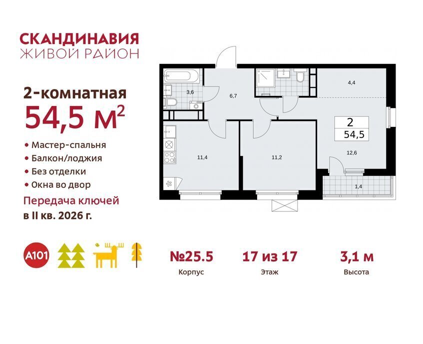 квартира г Москва метро Коммунарка ТиНАО жилой комплекс Скандинавия фото 1