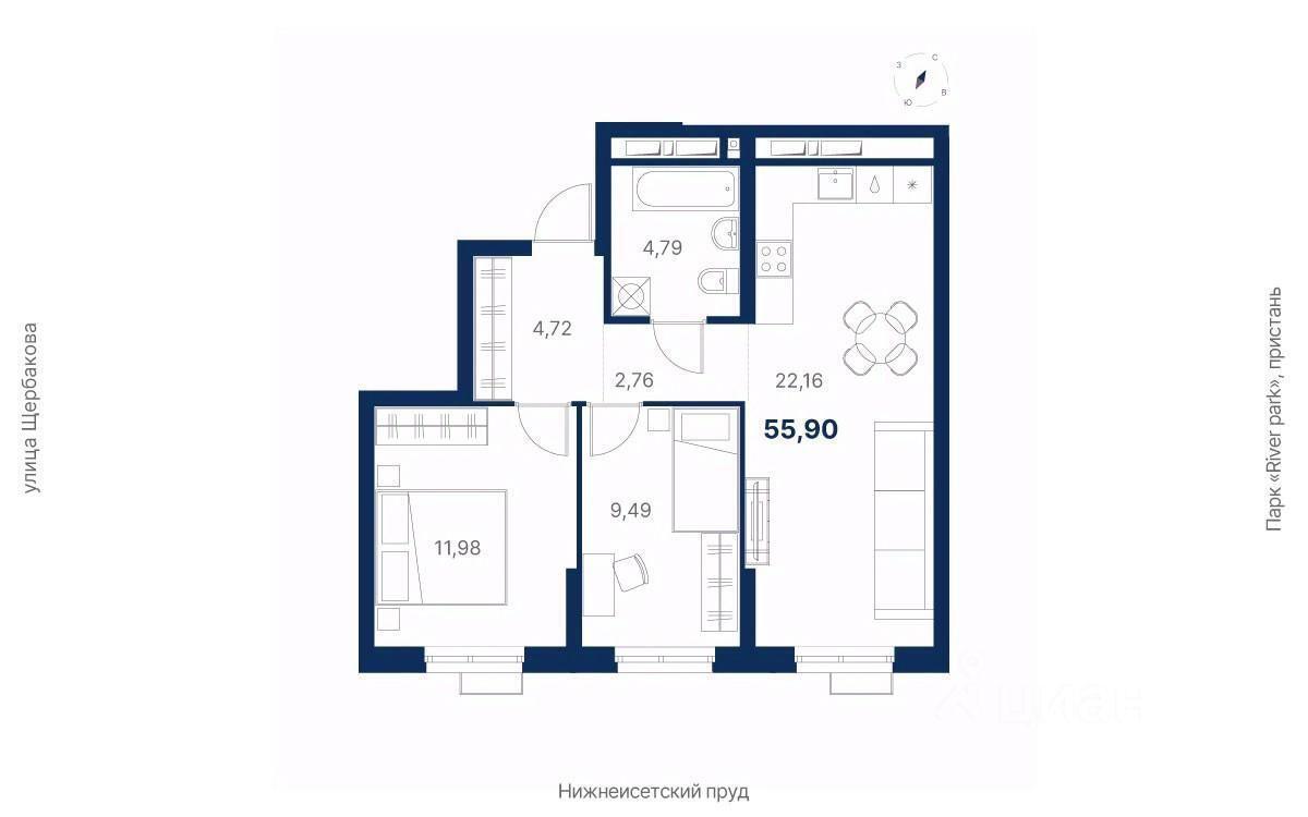 квартира г Екатеринбург р-н Чкаловский ул Щербакова 148/2 фото 1