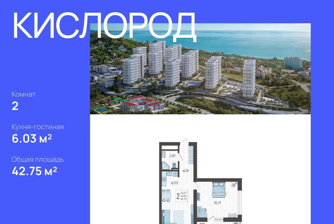 квартира г Сочи р-н Хостинский ЖК «Кислород» 5 фото 1