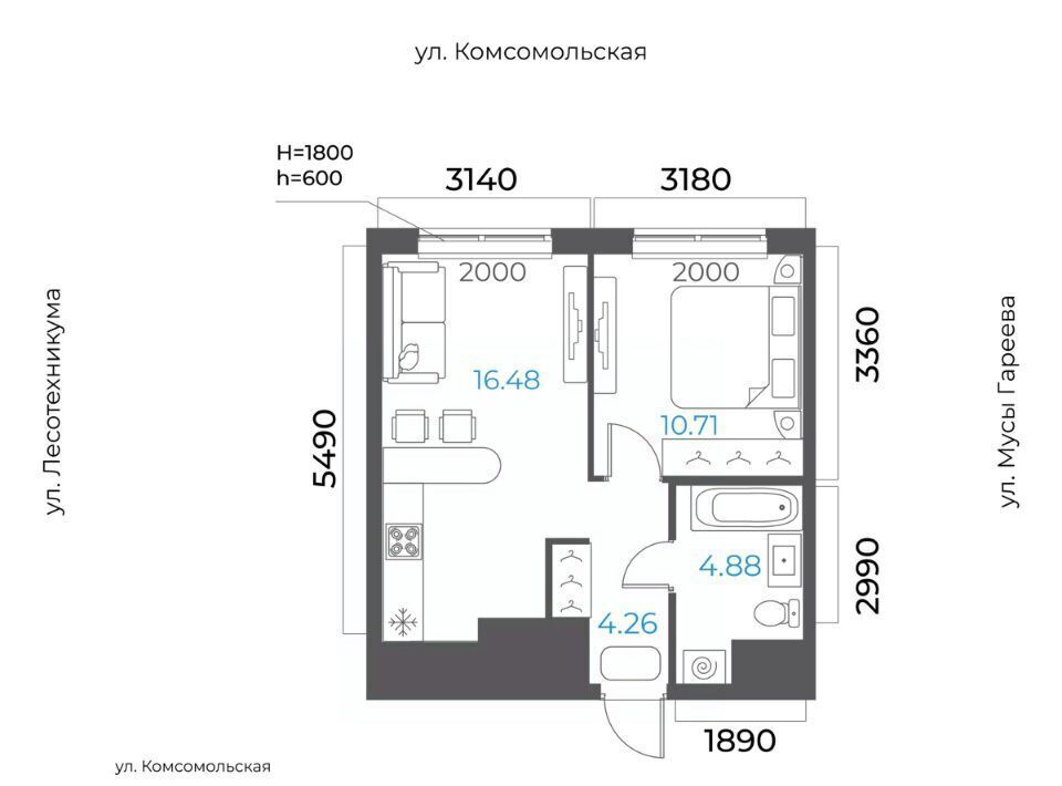 квартира г Уфа р-н Октябрьский микрорайон Глумилино-2 фото 1