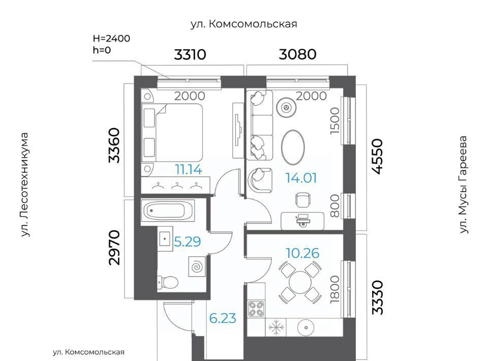 квартира г Уфа р-н Октябрьский микрорайон Глумилино-2 фото 1