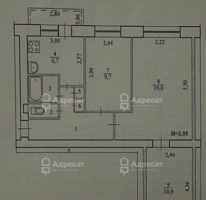 квартира г Волгоград р-н Краснооктябрьский ул им. генерала Штеменко 54 фото 13