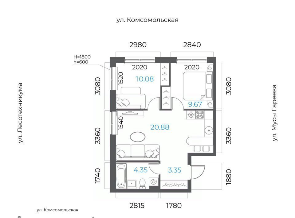 квартира г Уфа р-н Октябрьский микрорайон Глумилино-2 фото 1
