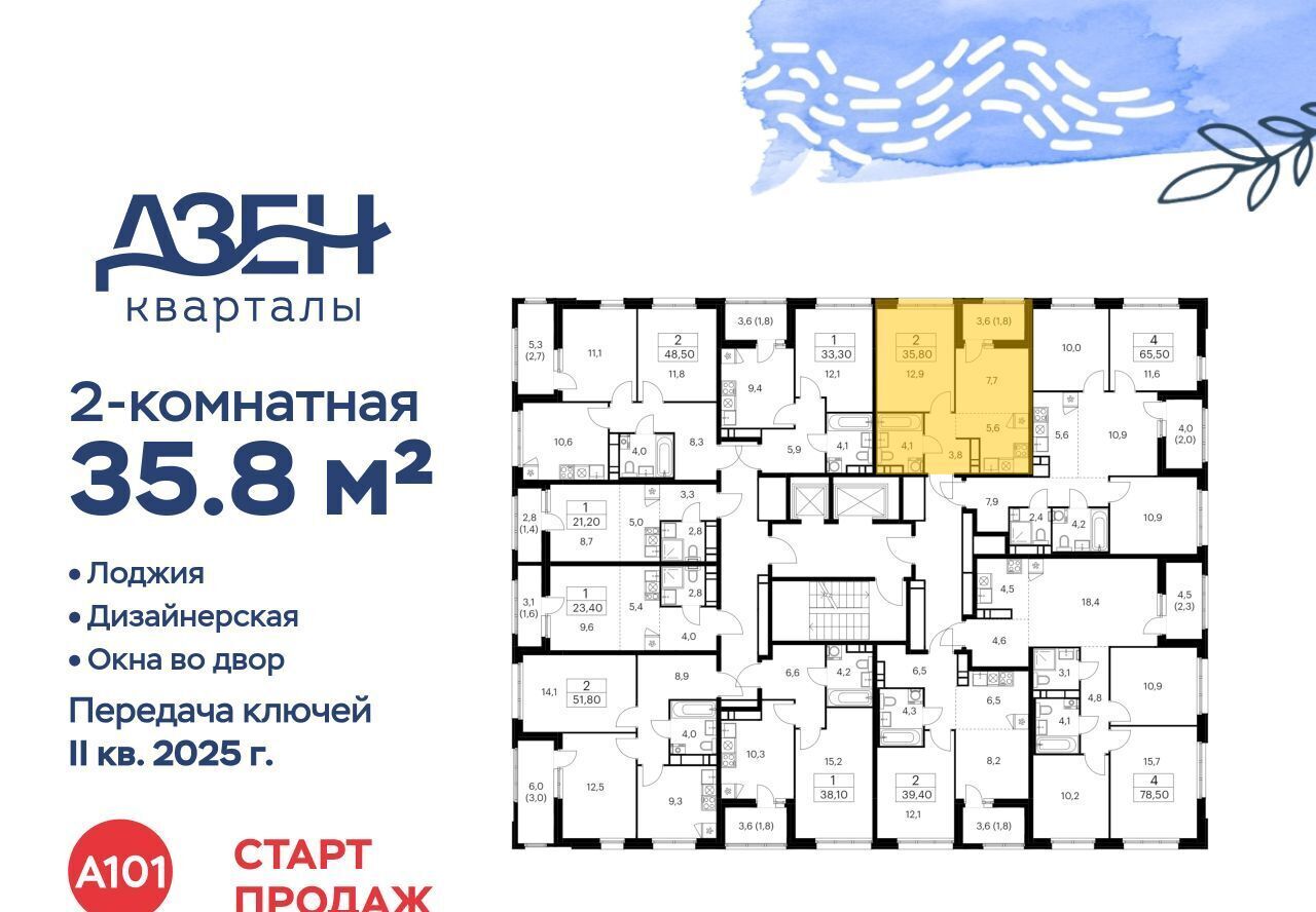 квартира г Москва метро Бунинская аллея ЖР «Дзен-кварталы» 3/5 фото 3