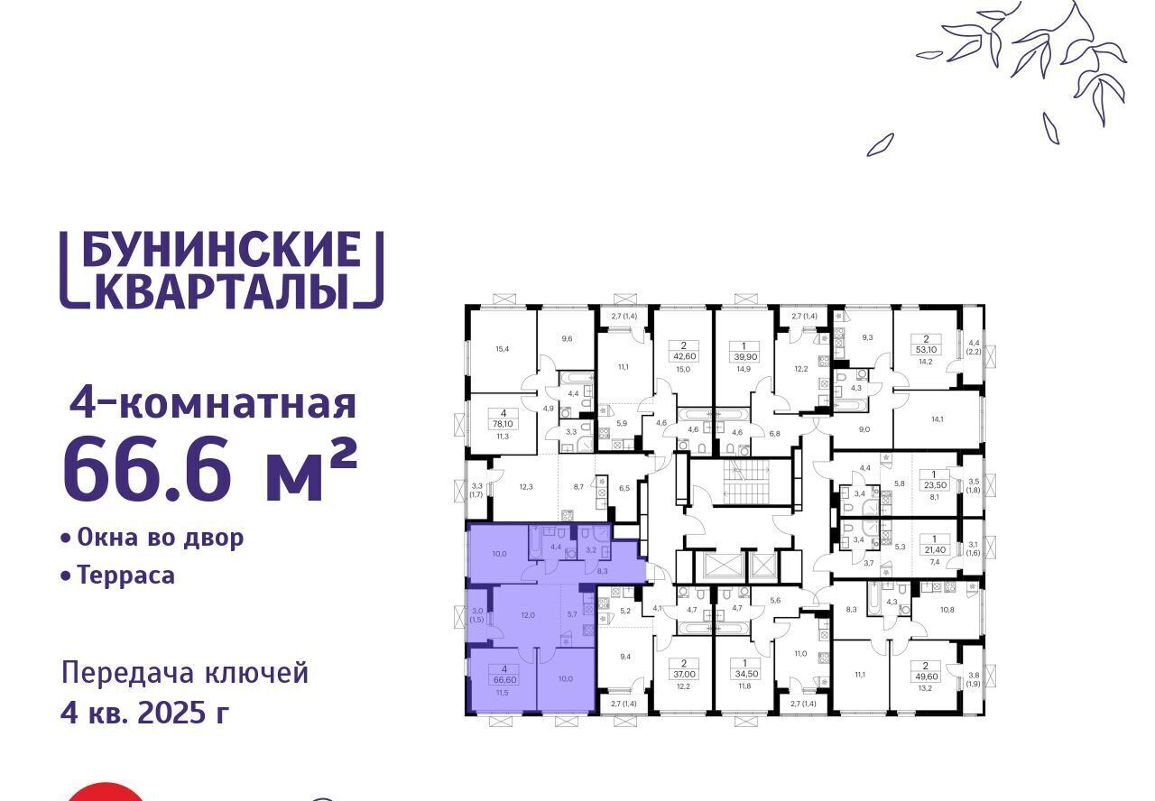 квартира г Москва п Сосенское ЖК Бунинские Кварталы 7/1 метро Бунинская аллея фото 2