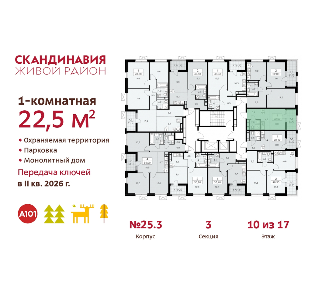 квартира г Москва п Сосенское б-р Скандинавский 25/3 жилой район «Скандинавия» Сосенское, Бутово фото 2