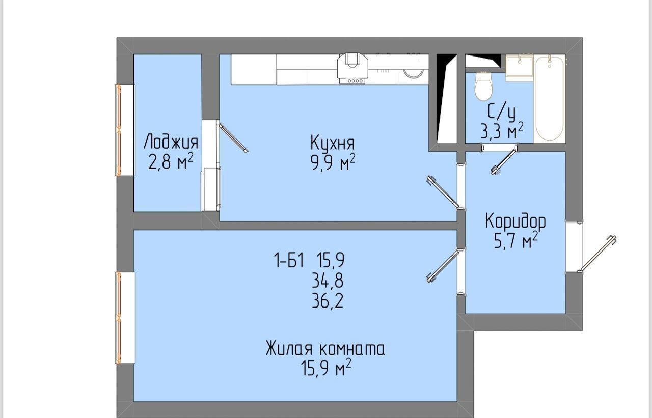 квартира г Ступино ЖК «Ступино Сити» ул. Андропова/Горького/Куйбышева/Маяковского, д. 4 фото 1