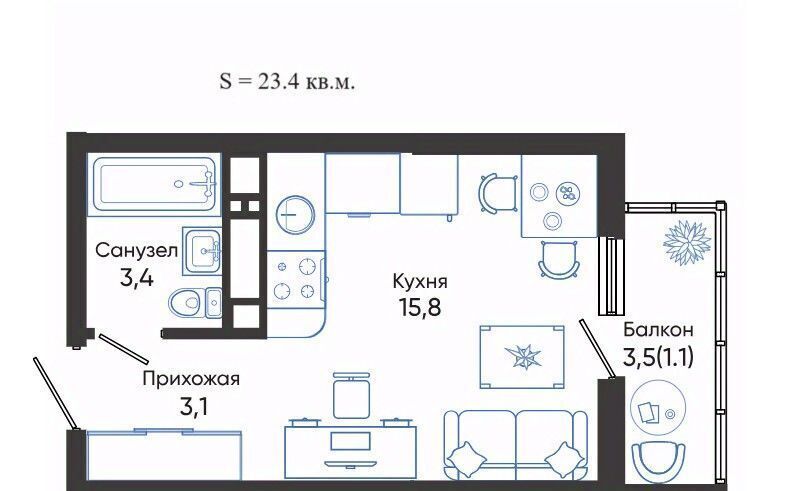 квартира г Новороссийск р-н Центральный ЖК Облака 2 фото 1