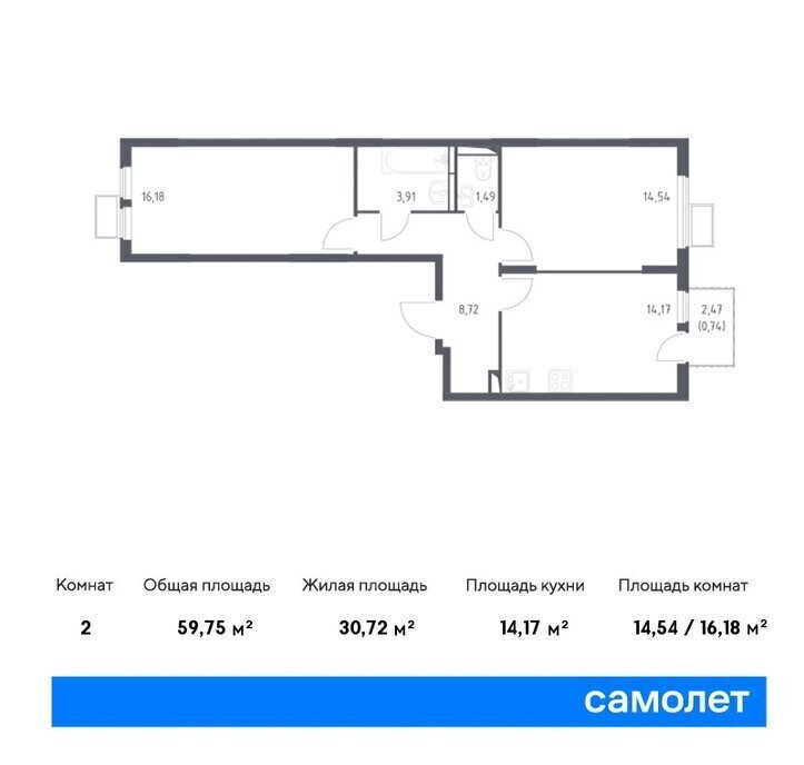 квартира г Москва п Рязановское с Остафьево ЖК Остафьево метро Щербинка к 13 фото 1