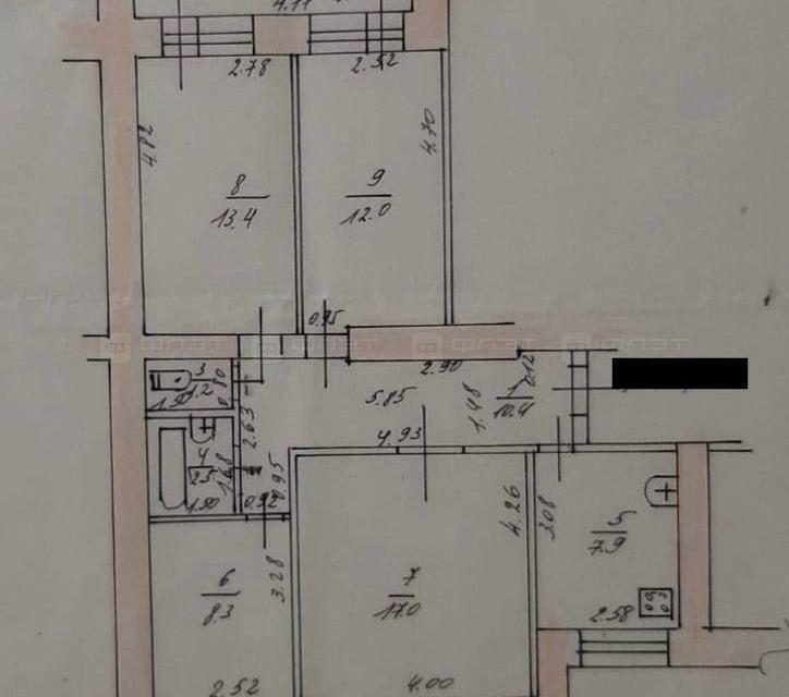 квартира г Казань р-н Кировский ул Ильича 43 Республика Татарстан Татарстан, Казань городской округ, Революционная, 19 фото 6