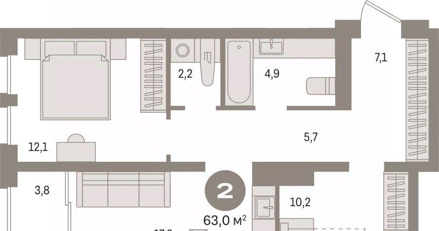 квартира г Сургут 35-й микрорайон ЖК квартал Новин 35-й фото 1