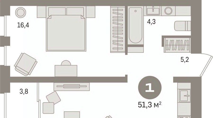квартира г Сургут 35-й микрорайон ЖК квартал Новин 35-й фото 1