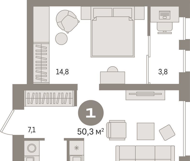 квартира г Сургут 35-й микрорайон ЖК квартал Новин 35-й фото 1