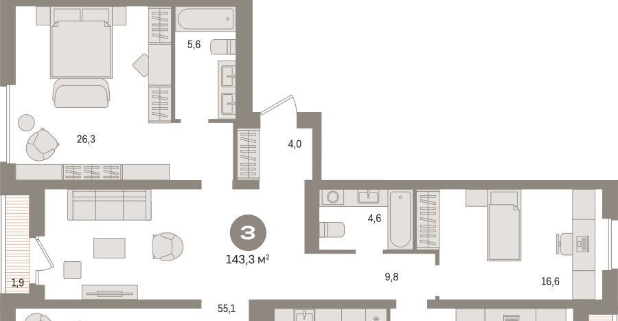 квартира г Сургут 35-й микрорайон ЖК квартал Новин 35-й фото 1