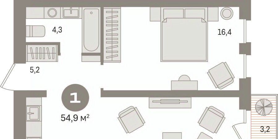 квартира г Сургут 35-й микрорайон ЖК квартал Новин 35-й фото 1