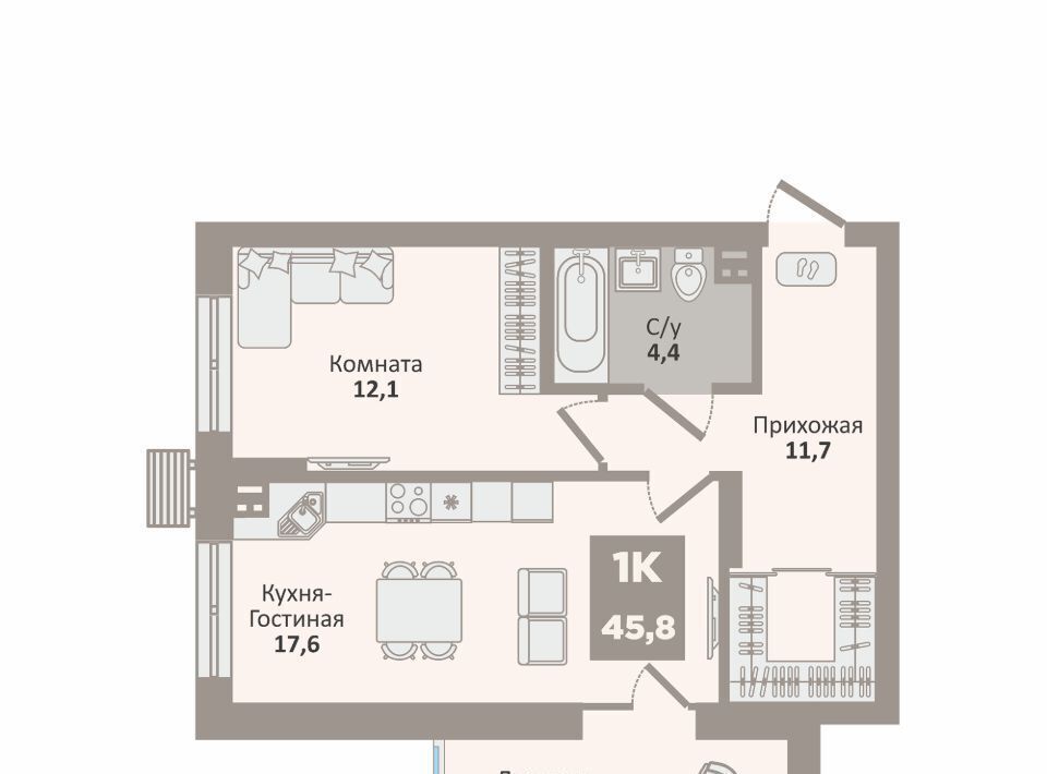 квартира г Курган п Заозерный р-н мкр 12-й жилрайон, 2 фото 1