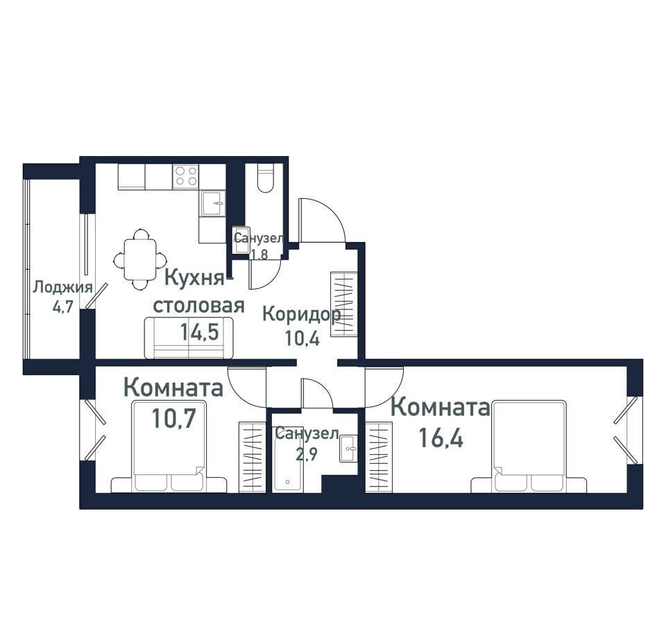 квартира г Челябинск ЖК «Притяжение» ул/ имени Младшего Сержанта Сухарева, д. 4 фото 1