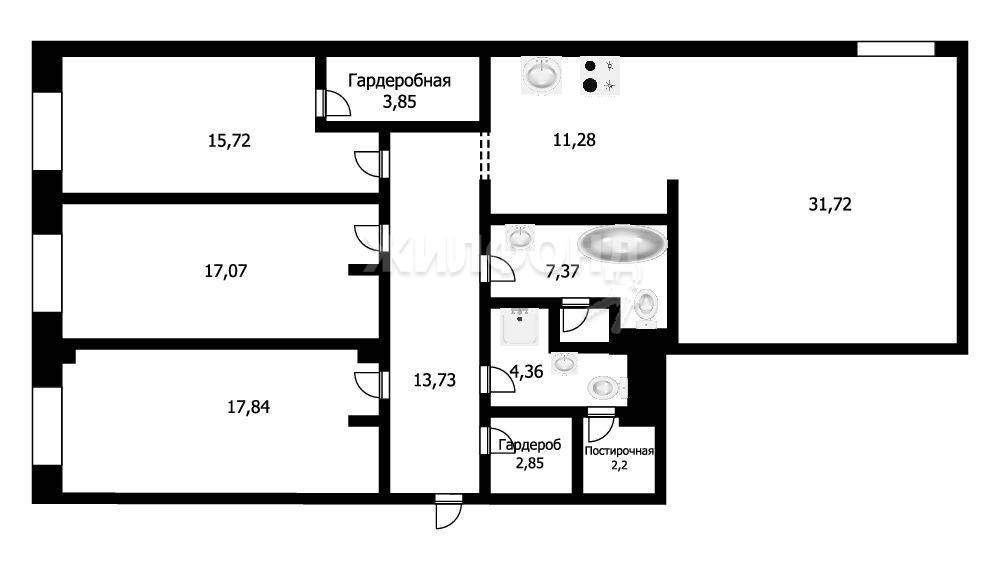 квартира р-н Новосибирский рп Краснообск 2 квартал, д. 224 фото 19