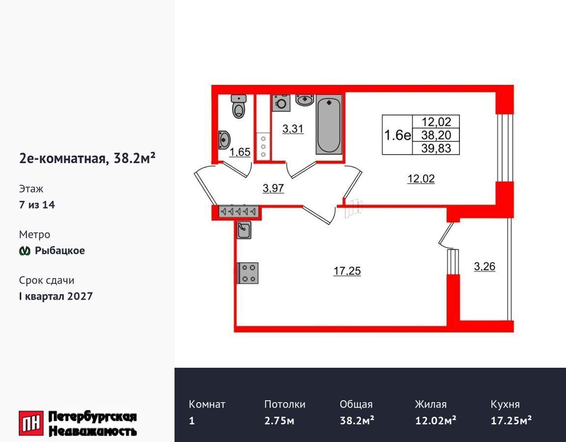 квартира г Санкт-Петербург метро Рыбацкое д. Новосаратовка, стр. 5. 1 фото 1