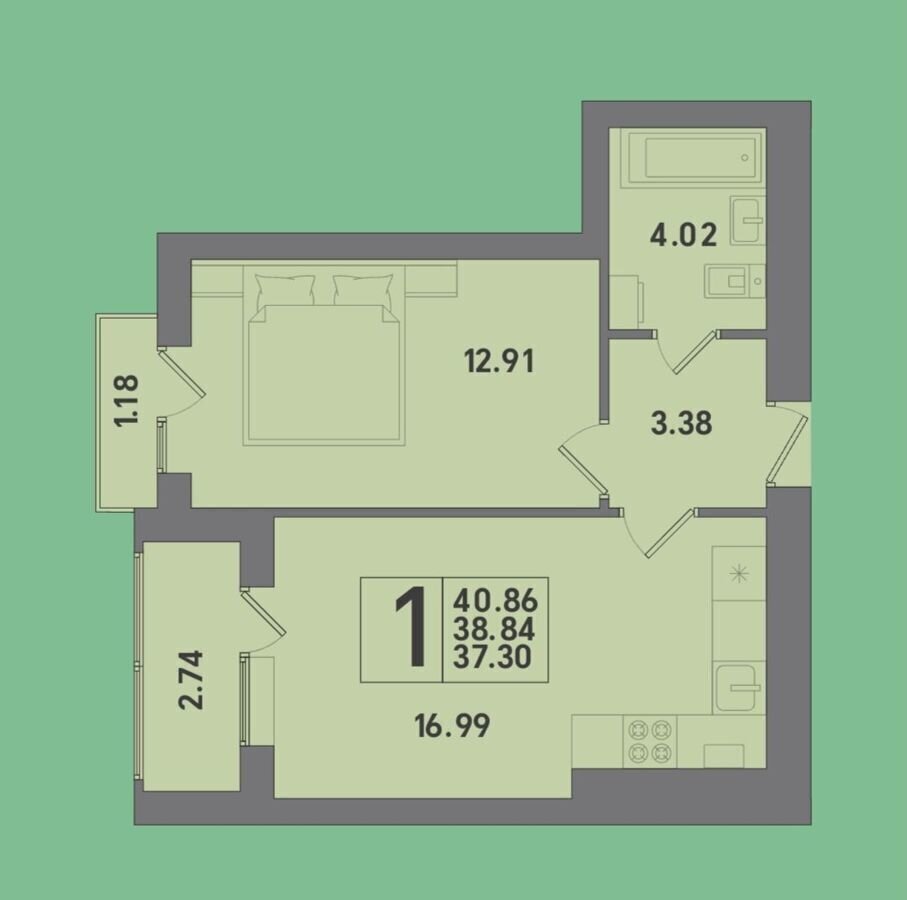 квартира г Калининград р-н Московский ул Крейсерская 13 корп. 2 фото 2