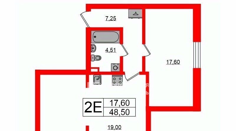 квартира г Санкт-Петербург метро Проспект Ветеранов ул Генерала Кравченко 5к/2 фото 2