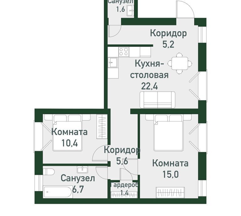 квартира р-н Сосновский п Западный р-н мкр Привилегия Кременкульское сельское поселение фото 1