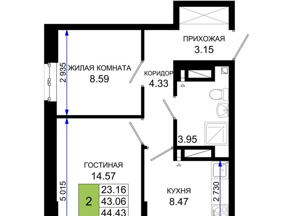 квартира г Ростов-на-Дону р-н Октябрьский пер Нефтекачка ЖК «Октябрь Парк» фото 1